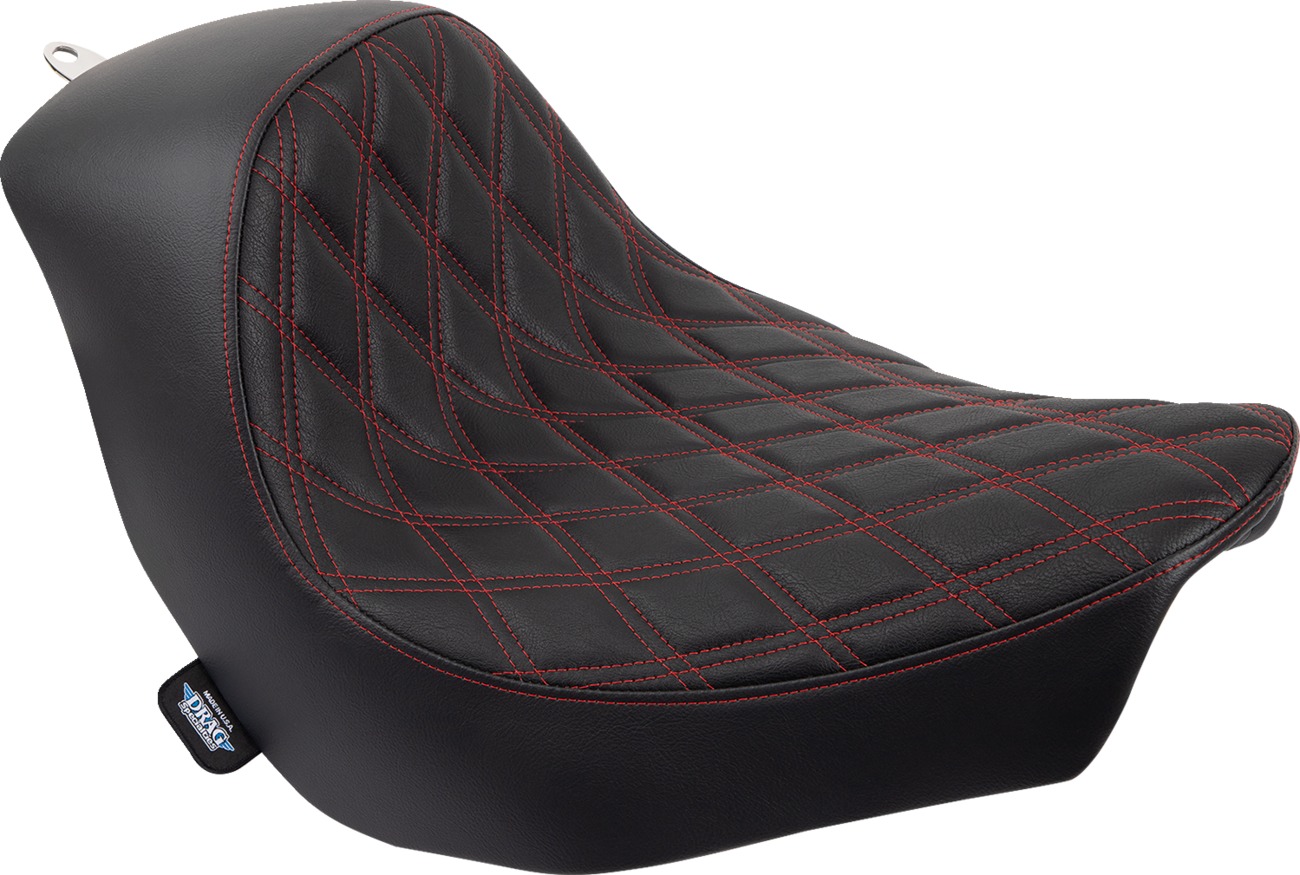 Drag Specialties Solo Seat Black Red Diamond For Harley Low Rider S/ST - Solo seat with red stitching For Harley Low Rider S/ST - Click Image to Close