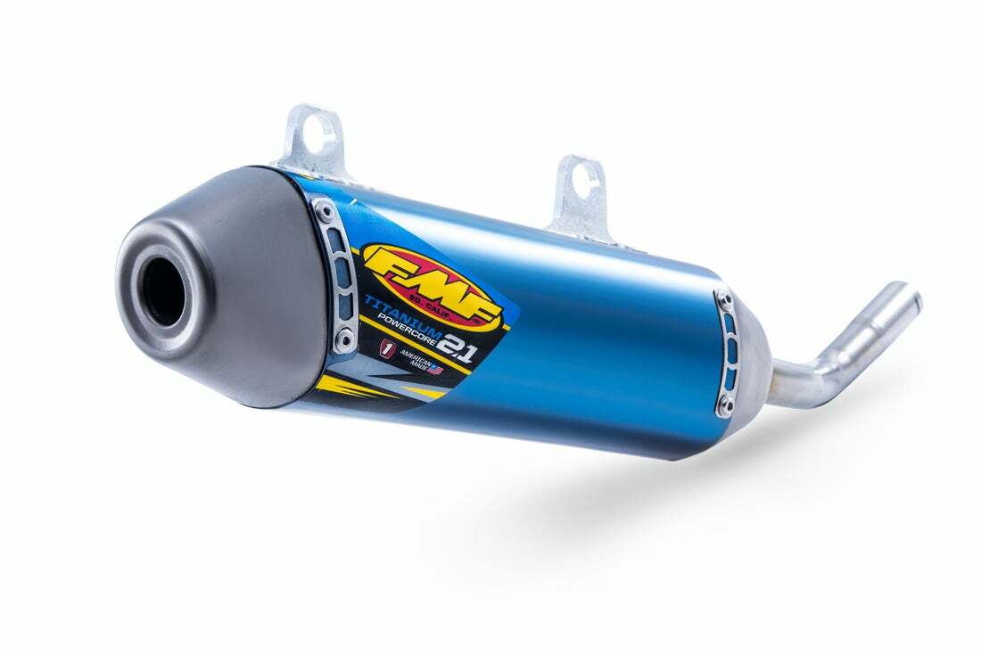 FMF Titanium 2.1 Slip-On Exhaust Silencer Blue Fits 22-24 Yamaha YZ125 - Click Image to Close