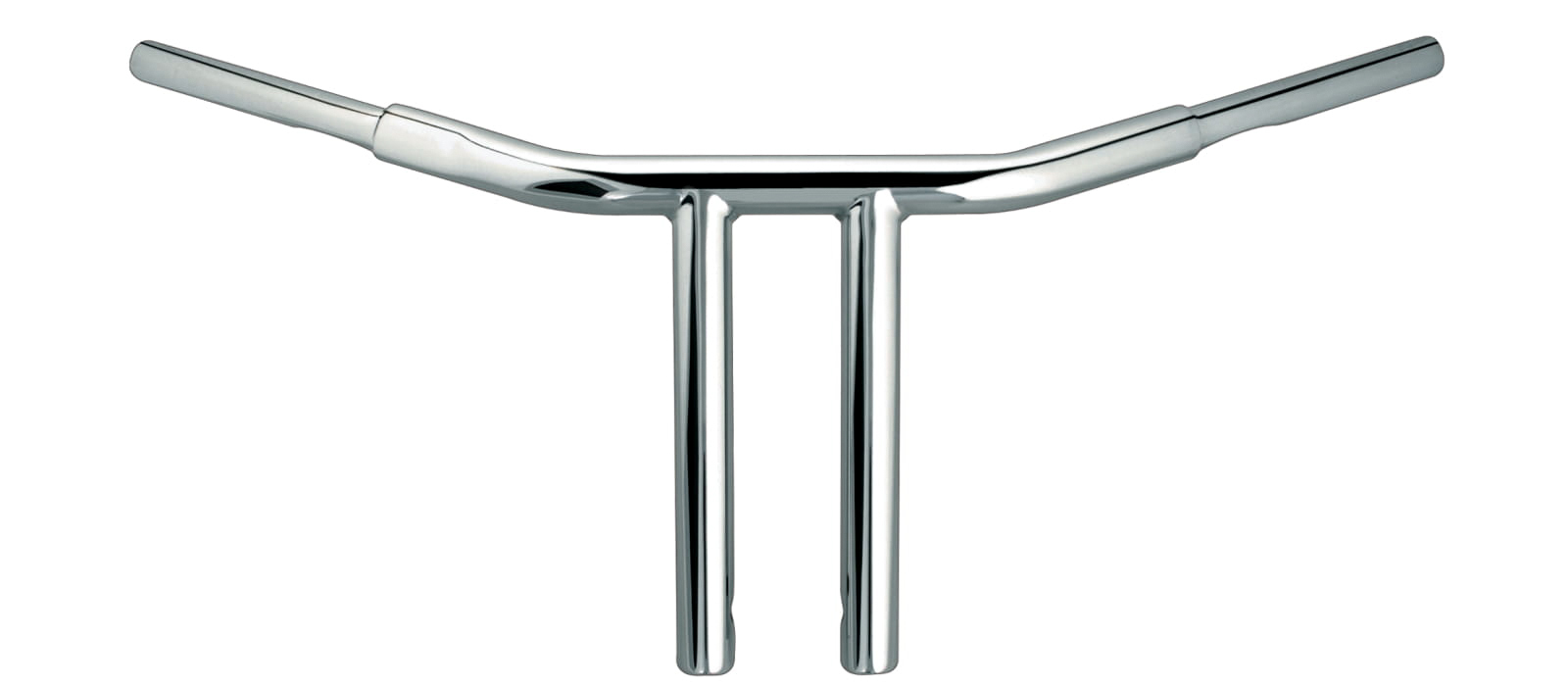 Physco Chubby Drag T-Bar 10" Straight Risers Chrome - For 74-20 HD - Click Image to Close
