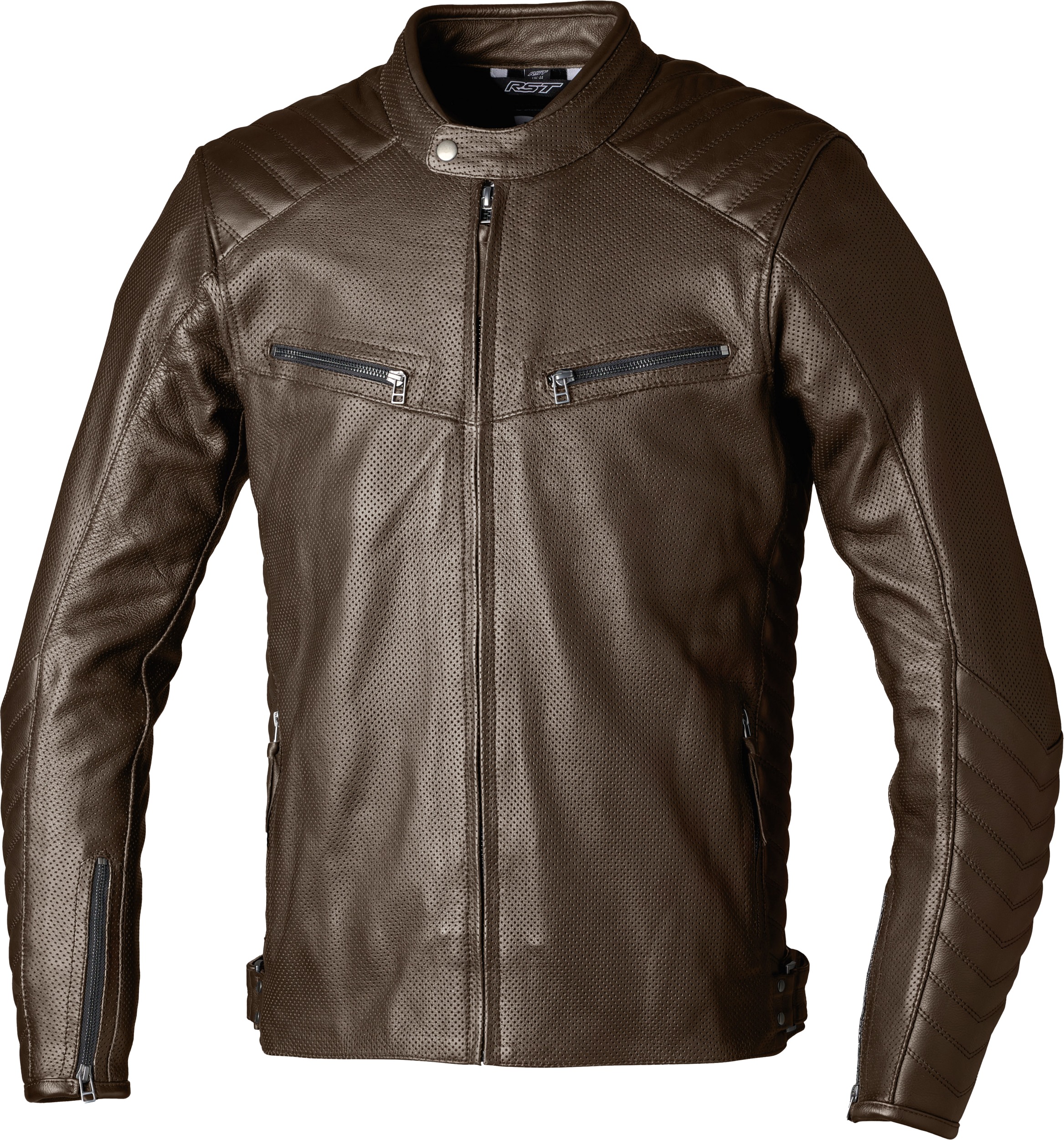 RST Roadster Air CE Jacket Brown Leather Large - Perforated leather riding jacket in large, brown - Click Image to Close