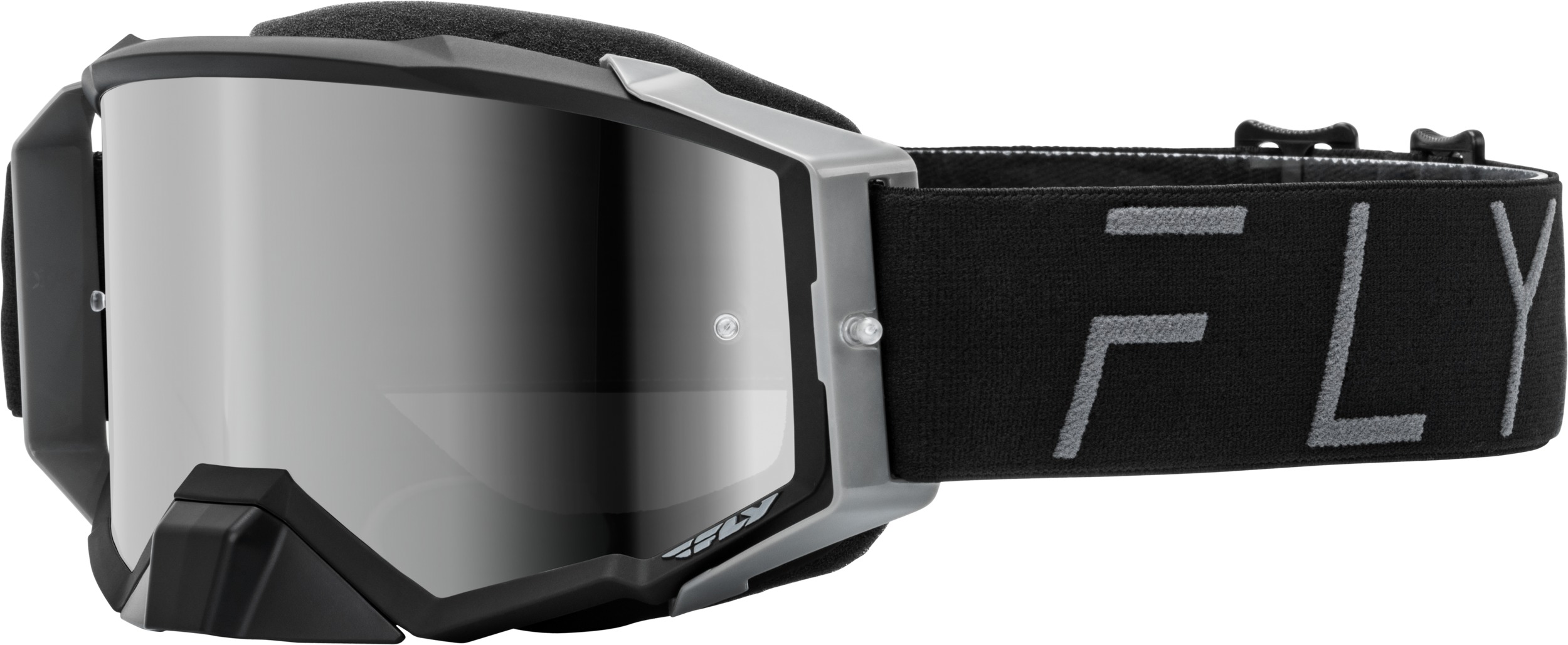 Fly Racing Zone Pro Goggle Black/Grey with Mirror/Smoke Lens - Offroad goggles with mirror/smoke lens, Black/Grey - Click Image to Close