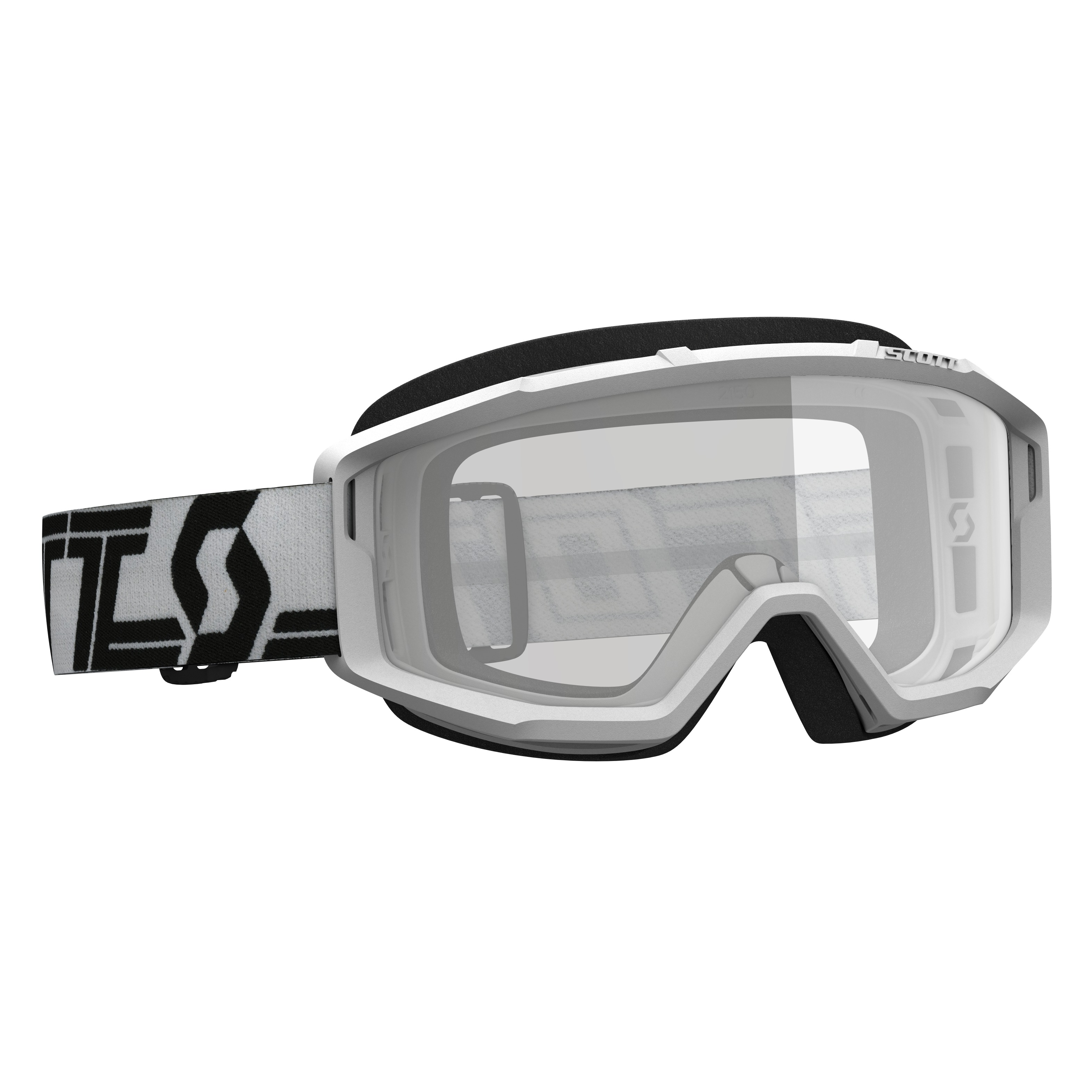 Scott Primal Goggles White/Black Clear Lens Small Frame Unisex - Clear anti-fog goggles for smaller faces - Click Image to Close