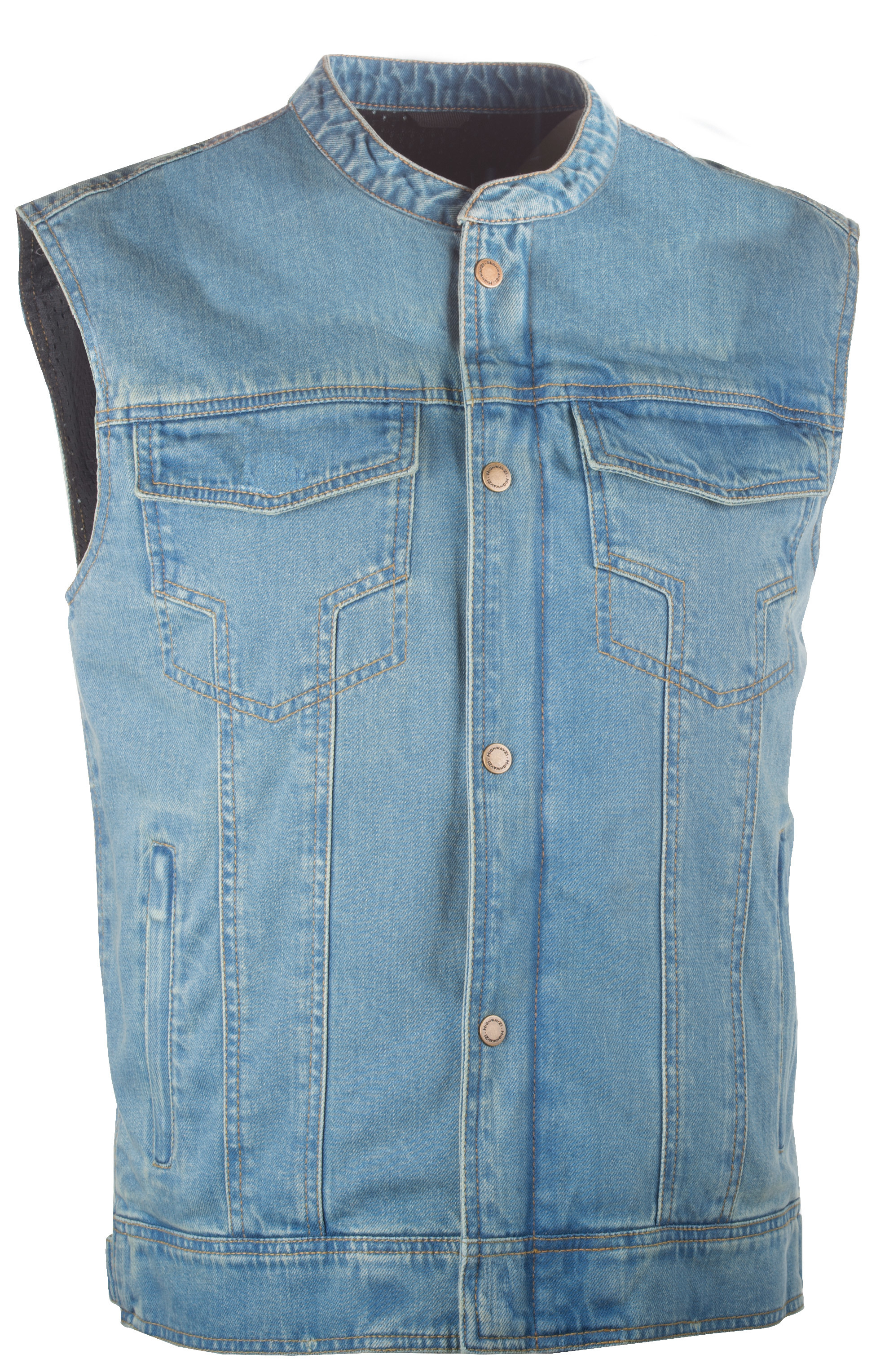Iron Sights Club Collar Denim Vest Blue 4X-Large - Click Image to Close