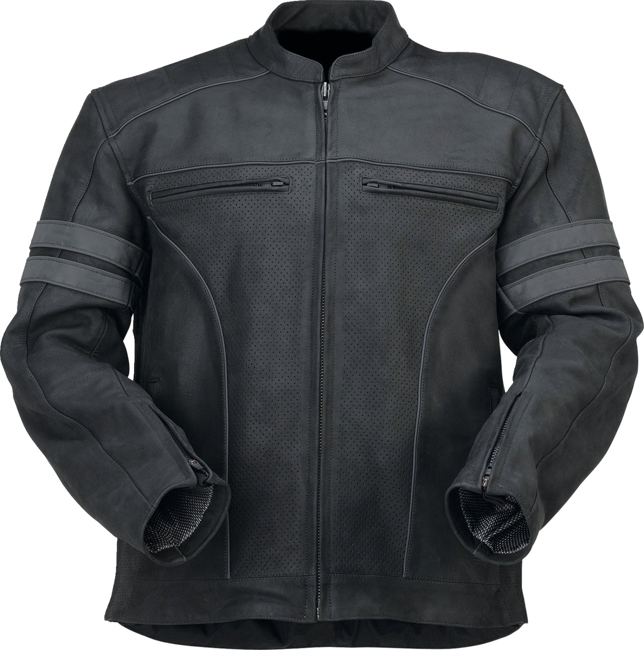 Z1R Remedy Leather Jacket Black Men's 5XL - Premium leather street jacket, Black, Men's 5XL - Click Image to Close