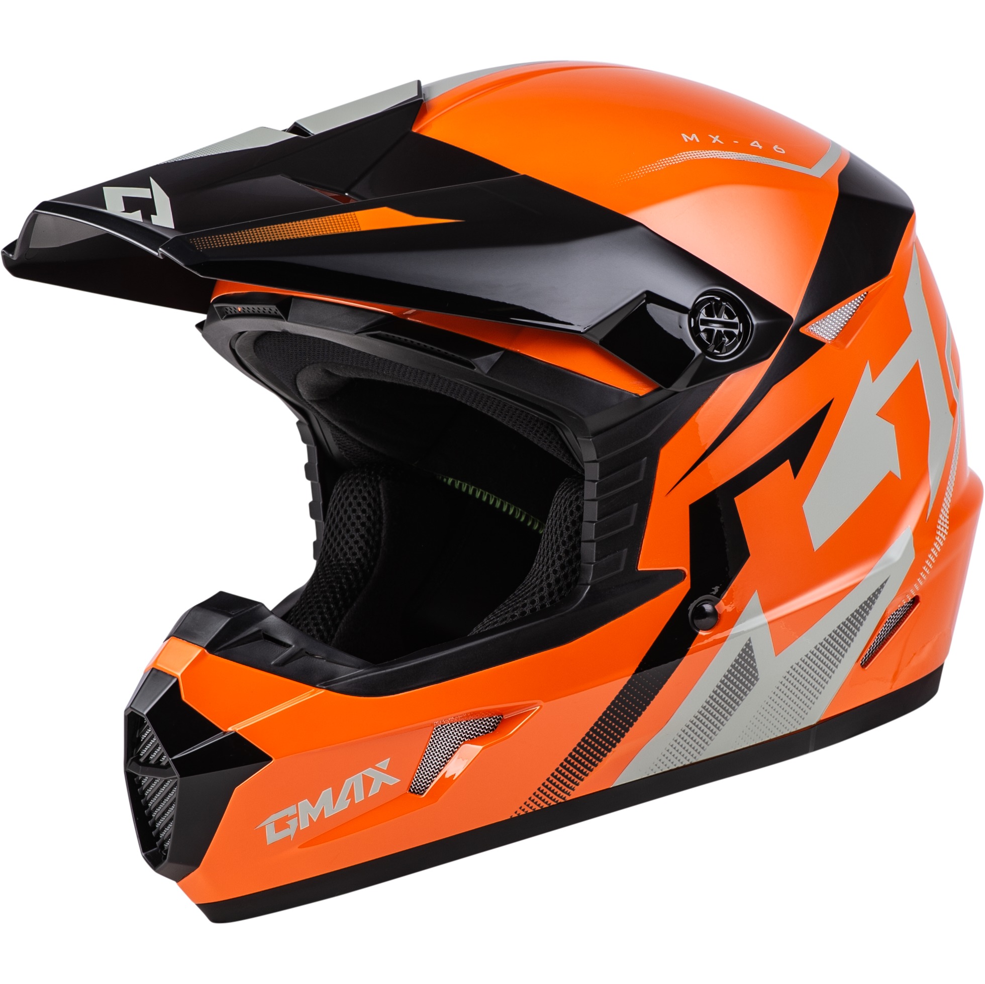 GMAX MX-46 Compound Helmet Orange/Black/Grey XL - Offroad helmet XL Orange/Black/Grey - Click Image to Close
