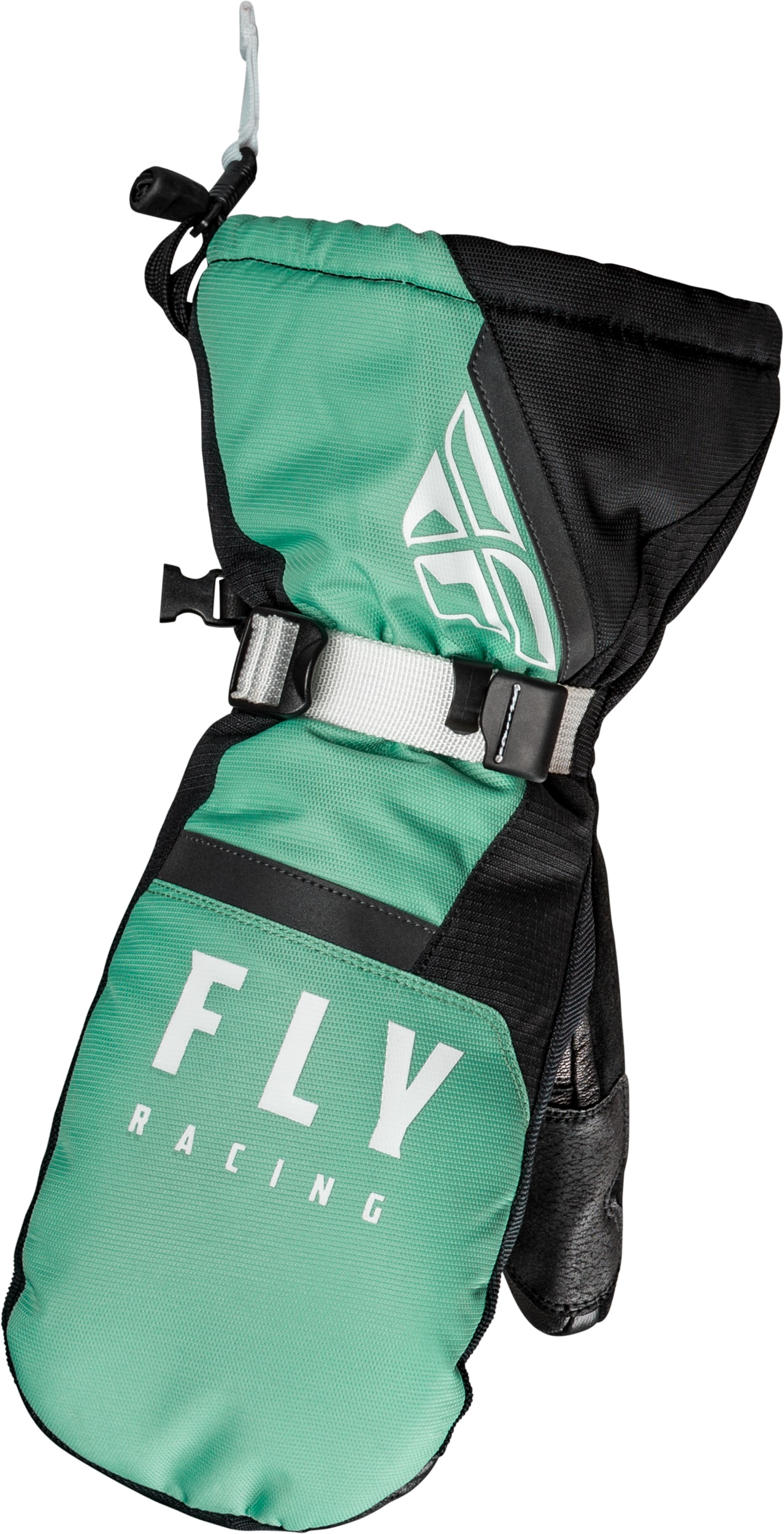 Fly Racing Cascade Mittens Black/Mint XL - Weatherproof snow mittens, size XL, Black/Mint - Click Image to Close