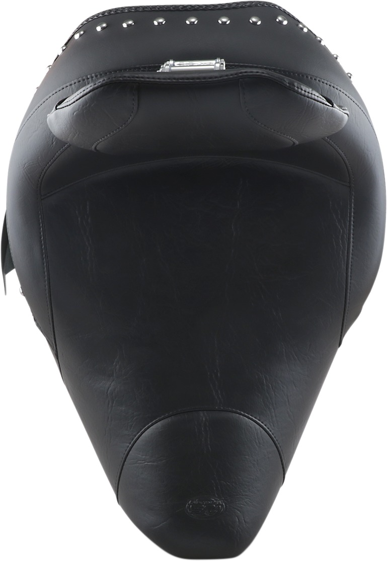 Concho Studded Vinyl Solo Seat Black w/Backrest Back 1.5" - Click Image to Close