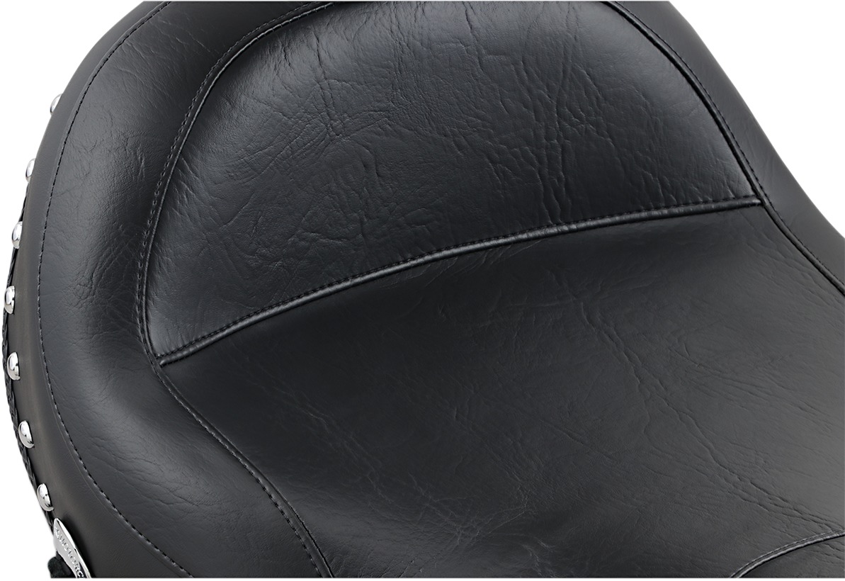 Concho Studded Vinyl Solo Seat Black w/Backrest Back 1.5" - Click Image to Close