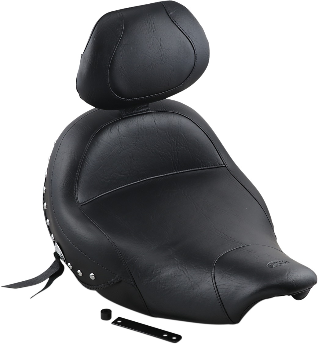 Concho Studded Vinyl Solo Seat Black w/Backrest Back 1.5" - Click Image to Close