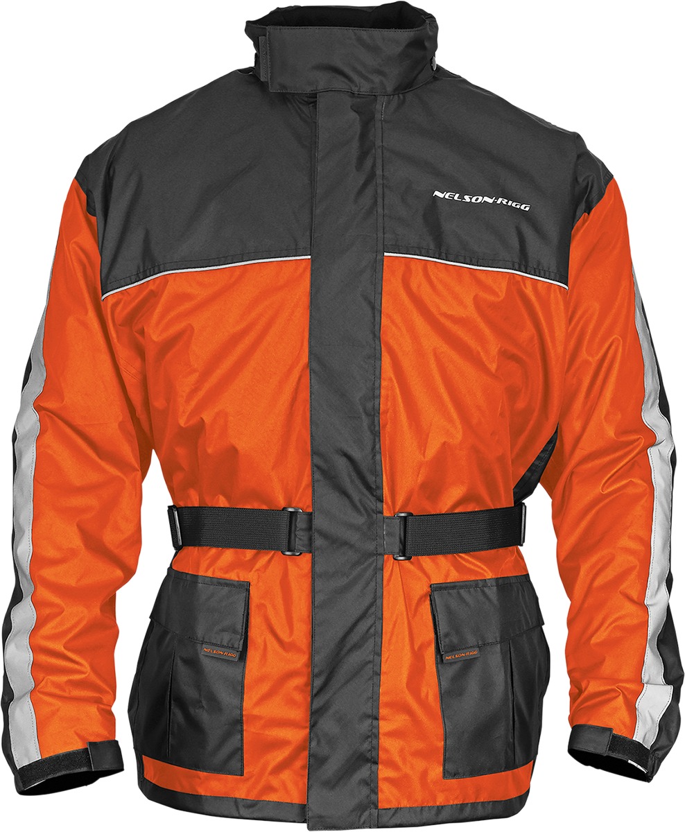 Nelson Rigg Solo Storm Waterproof Jacket Orange/Black Large Men's - Waterproof rain jacket, Orange/Black, Size Large - Click Image to Close