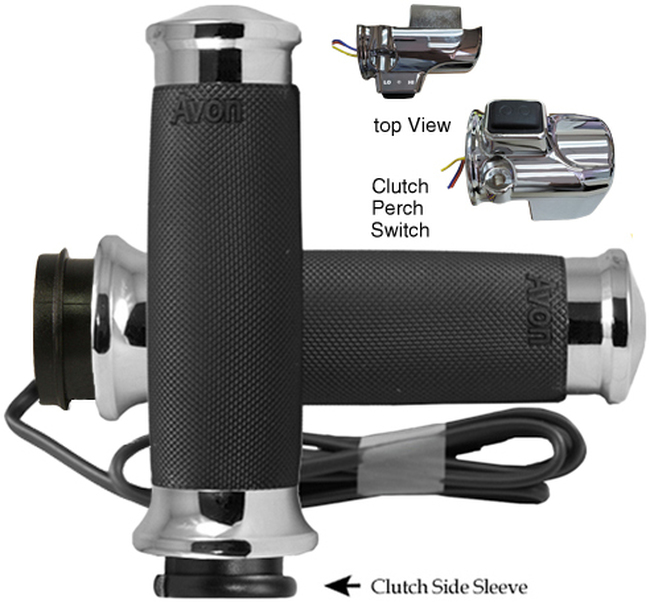 Avon Custom Contour Heated Grips Chrome For 15-Up Harley Road Glide - Heated grips for 2015-up Harley Road Glide - Click Image to Close
