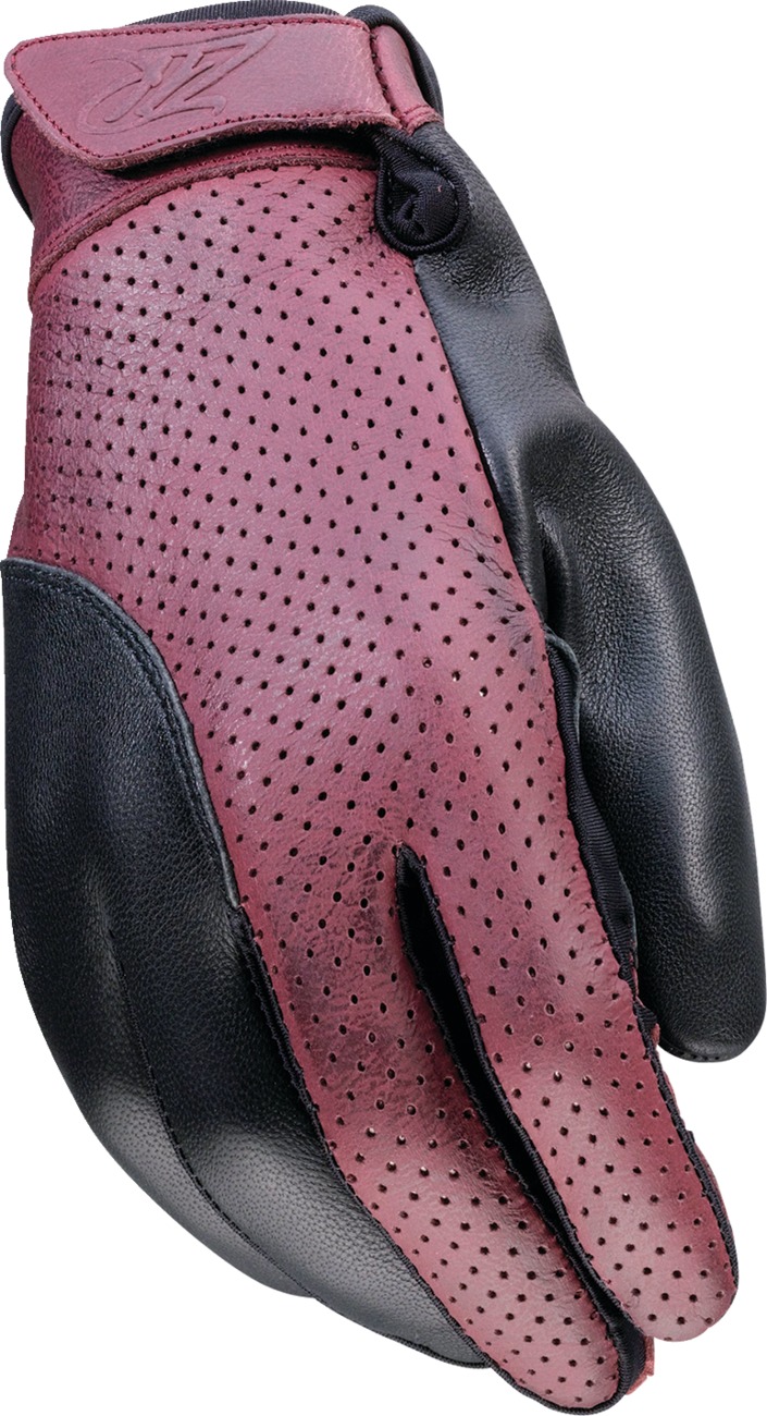 Z1R Women's Combiner Gloves Black/Red XS - Premium leather riding gloves for women, size XS - Click Image to Close