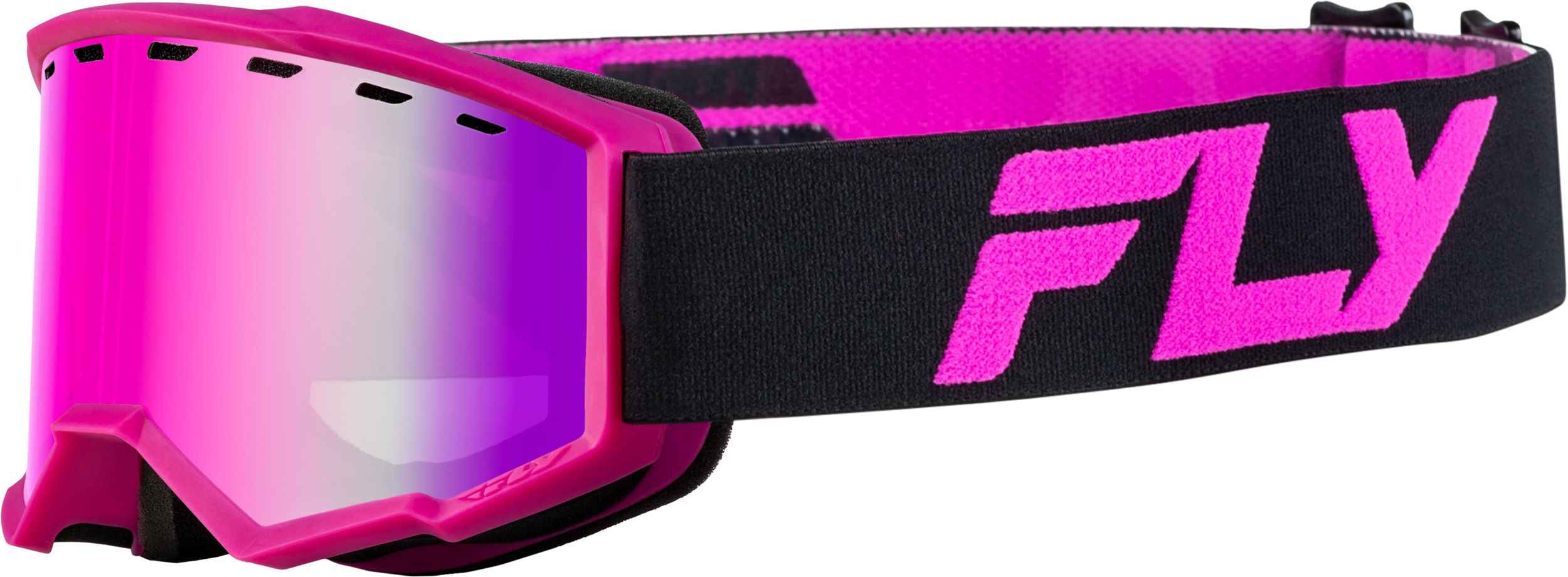 Fly Racing Youth Focus Snow Goggle Black/Pink Pink Mirror Lens - Youth snow goggle, black/pink, pink mirror lens - Click Image to Close