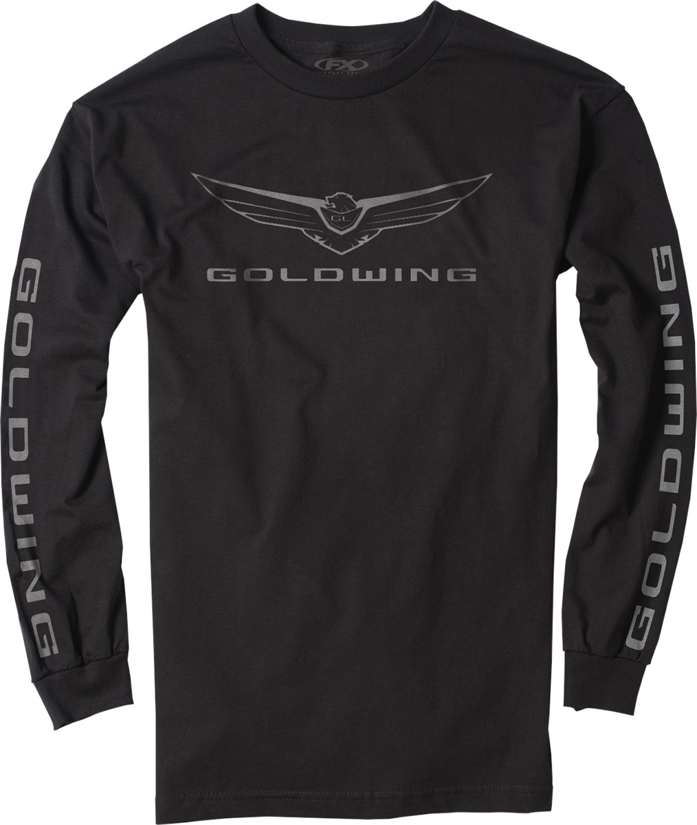 Factory Effex Men's Gold Wing Icon Long Sleeve Tee Black XL - Click Image to Close