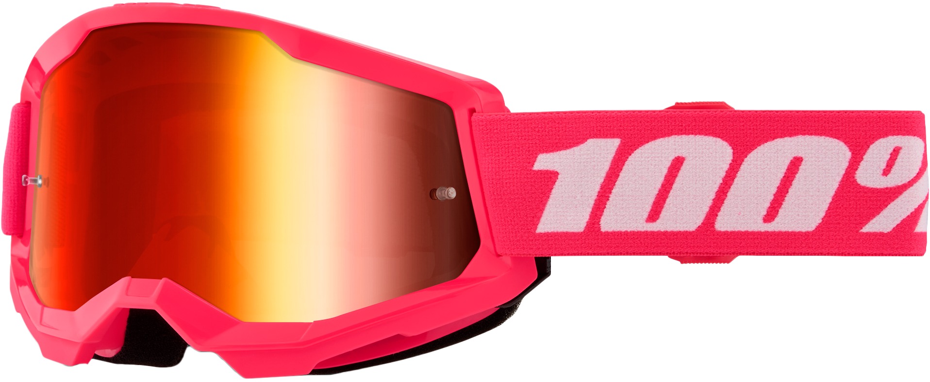100 Percent Strata 2 Junior Goggles Pink Mirror Red Lens Youth - Youth offroad goggles, pink with mirror red lens - Click Image to Close