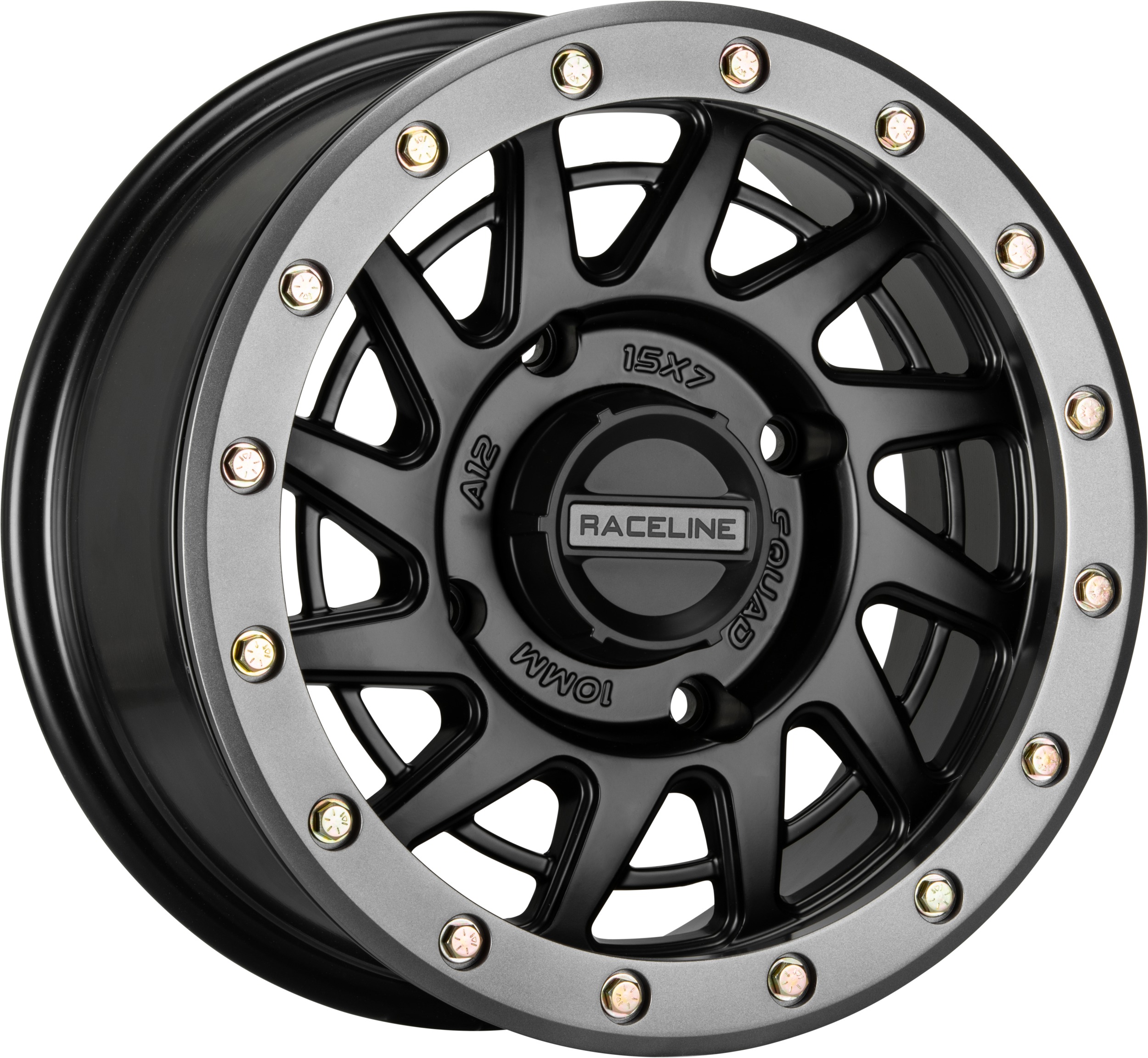 Raceline Squad Beadlock Wheel 15x7 4x137 +38mm Satin Black/Gunmetal - 15x7 beadlock wheel 4x137 +38mm For UTV models - Click Image to Close