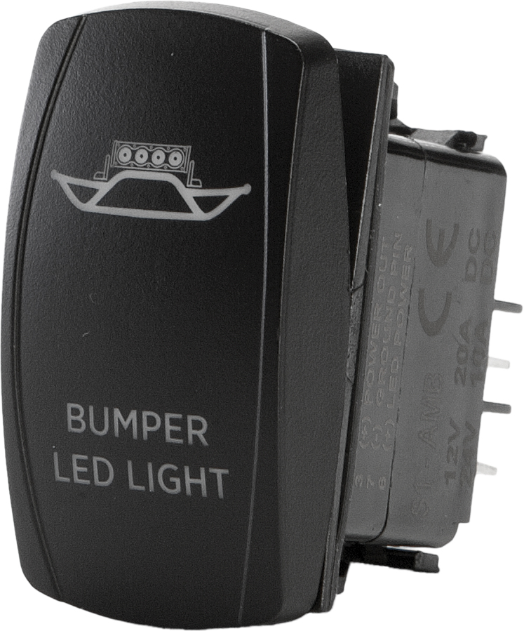 "Bumper LED Light" Illuminated Rocker Switch - Amber Lighted SPST Rocker - Click Image to Close