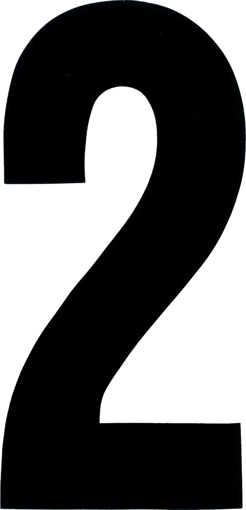 #2 7" Tall Black "Extreme" Stick-On Race Numbers - 3 Pack - Click Image to Close