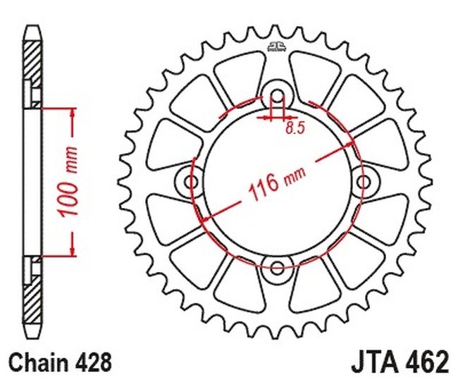 Black Aluminum Rear Sprocket - 51 Teeth 428 Pitch - Click Image to Close