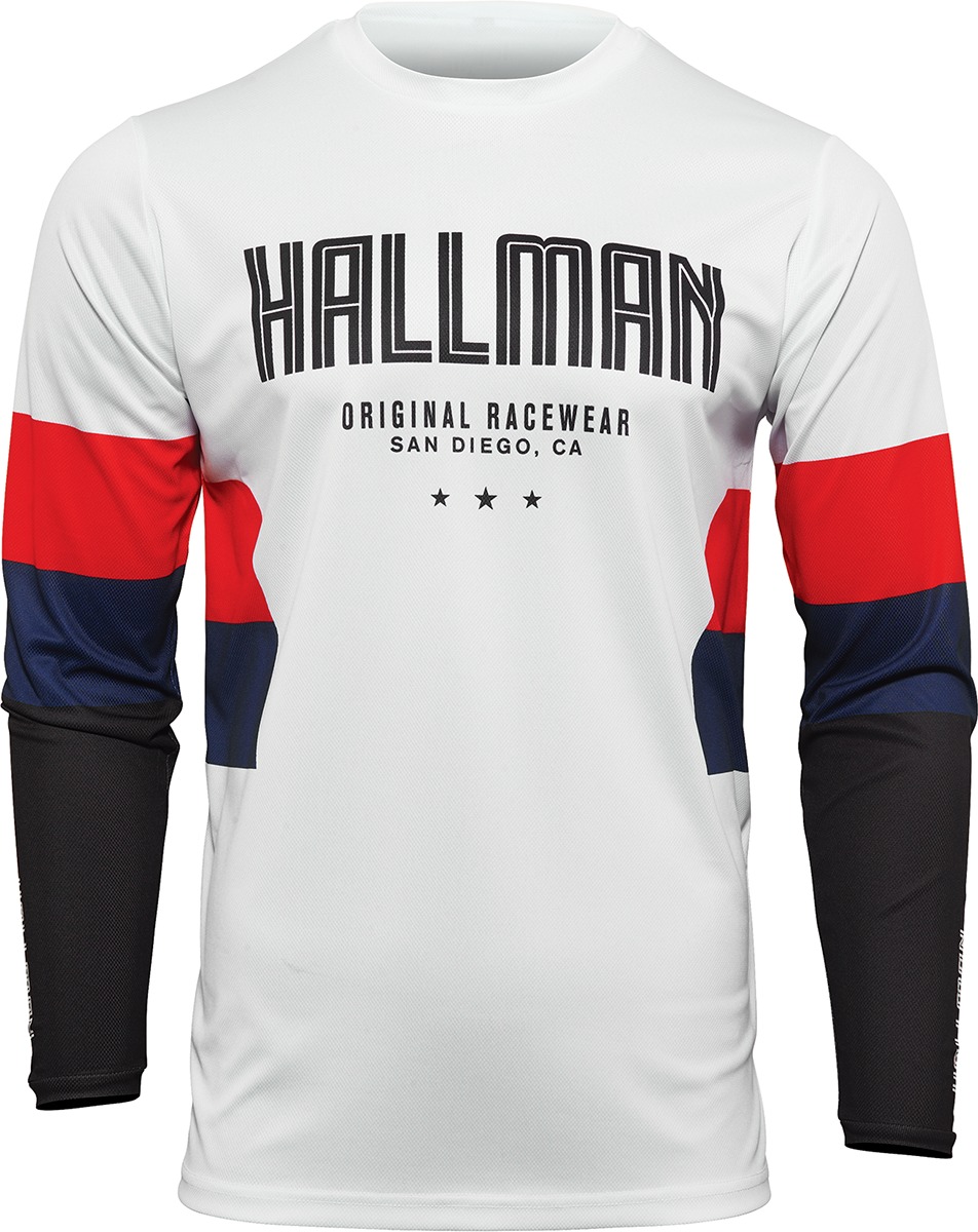 Thor Hallman Differ Draft Jersey Navy Red White Men's 2XL - Long-sleeve performance jersey in 2XL Navy/Red/White - Click Image to Close