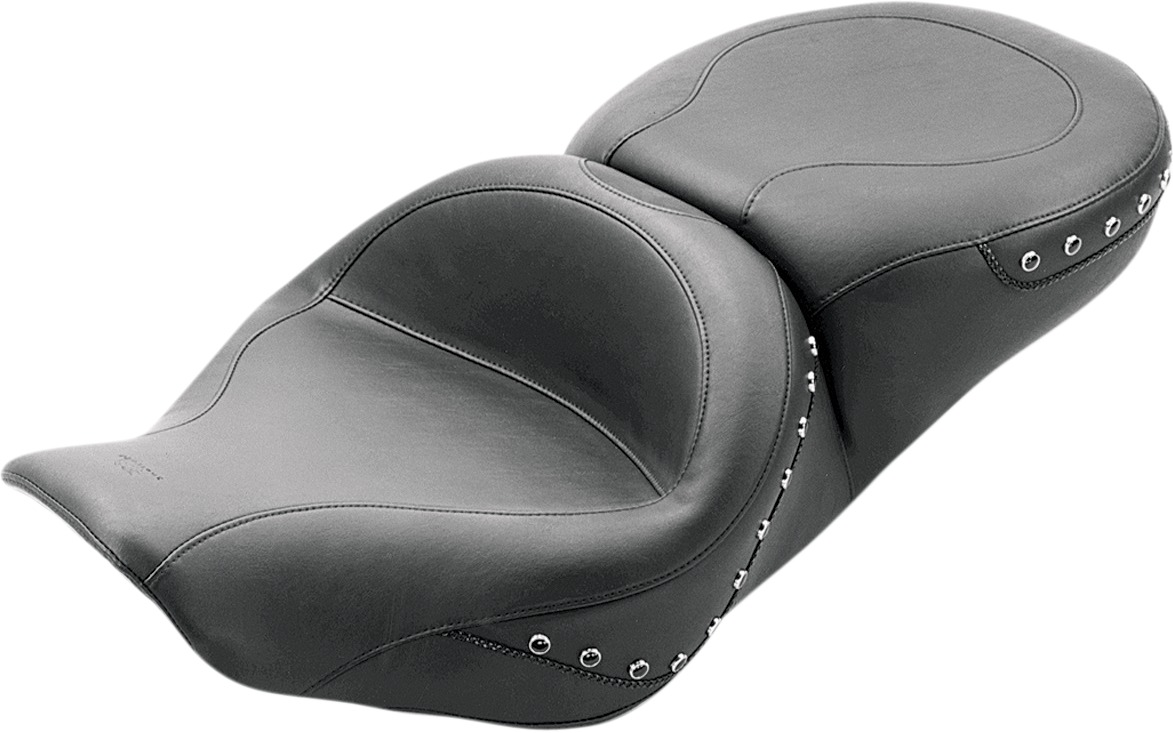 Mustang Wide Touring Seat Black Pearl Studded Fits FLHR/FLHX 1997-2007 - Click Image to Close