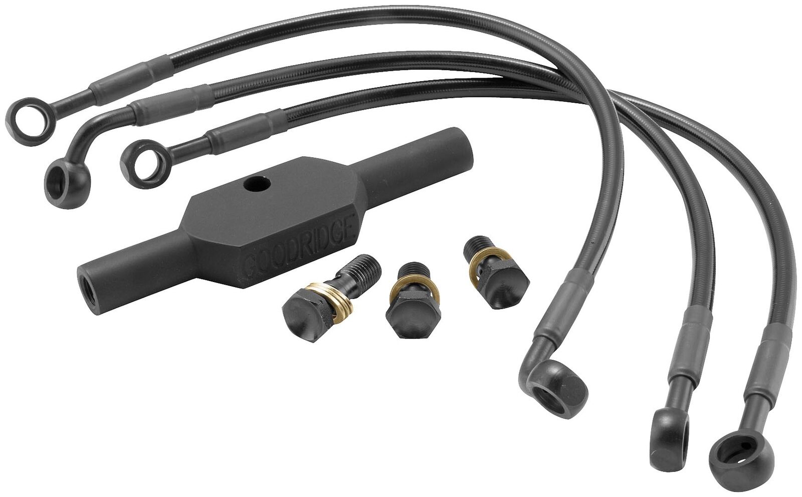 Goodridge +10in Front Brake Line Kit - Black Fits FLT/FLH Non-ABS Models - Click Image to Close