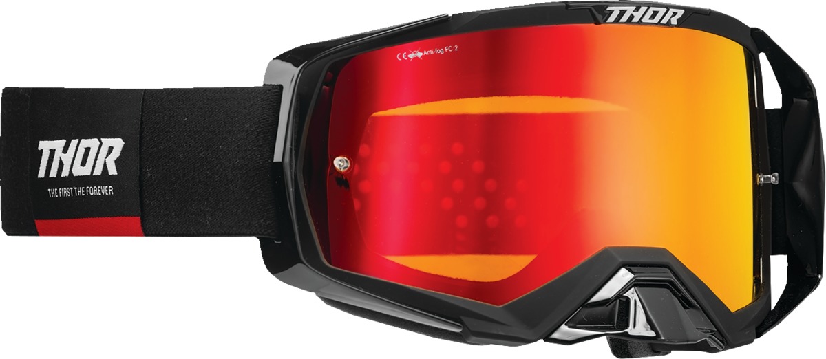 THOR Activate Motocross Goggle Black/Red Adult Mirrored Lens - Mirrored motocross goggle, adult size, Black/Red - Click Image to Close
