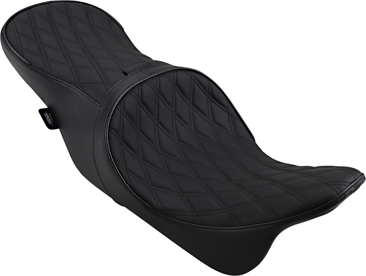 Low-Profile Diamond Leather 2-Up Seat Upfront - 08-20 Harley FLH FLT - Click Image to Close