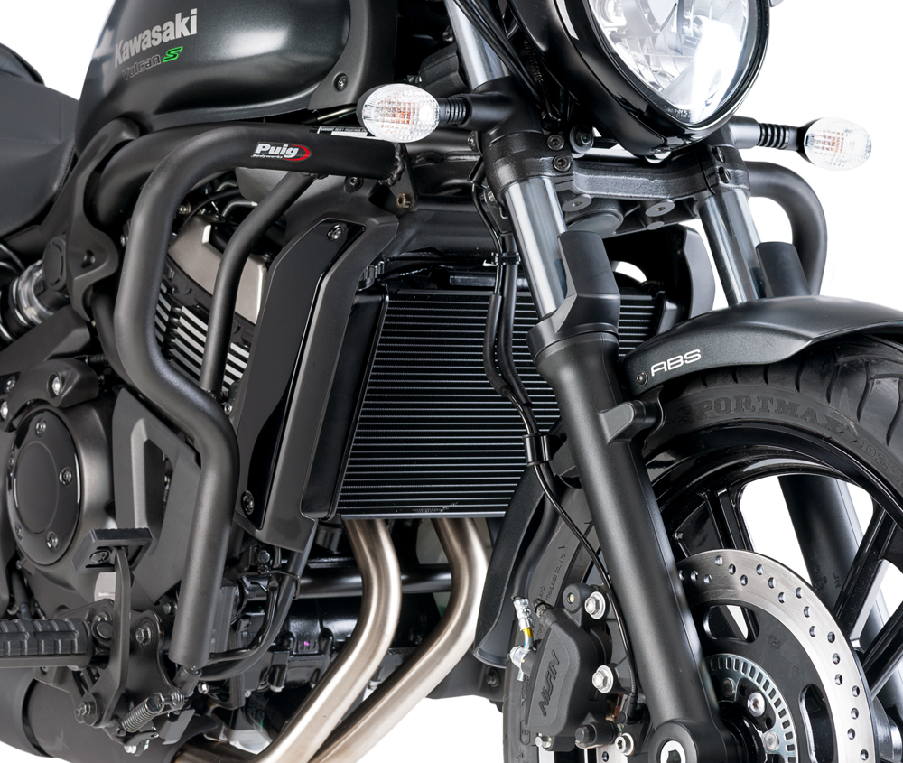 Black Engine Guards - For 15-16 Kawasaki EN650 Vulcan S - Click Image to Close