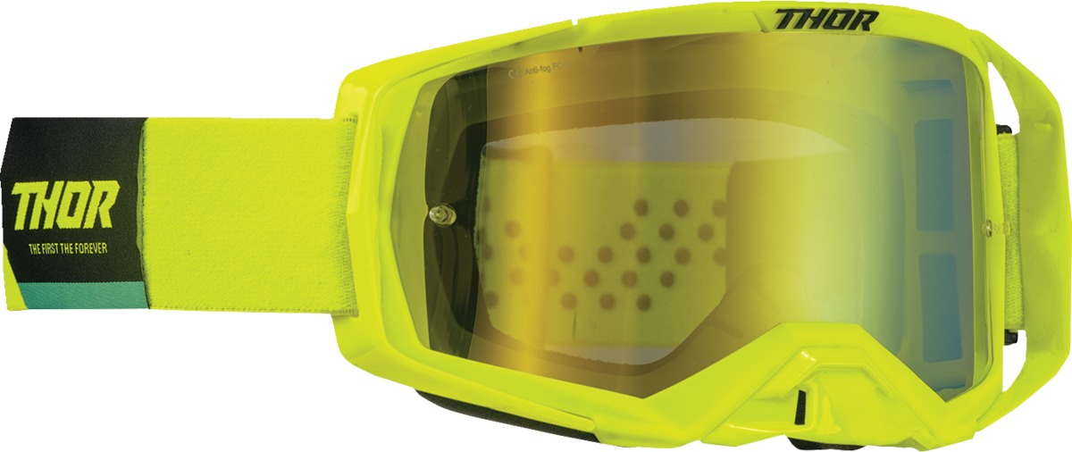 Thor Activate Motocross Goggles Mirror Lens Fluorescent Yellow Adult - Mirrored lens motocross goggles, adult size, unisex - Click Image to Close