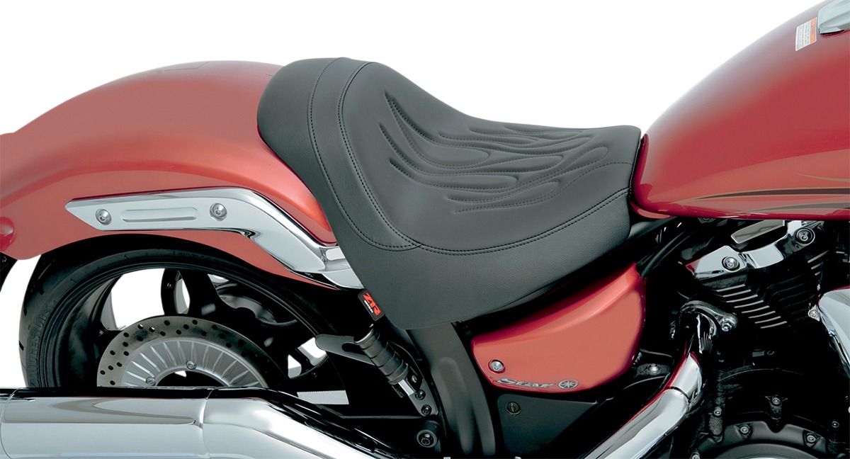 Flame Stitched Vinyl Solo Seat Black Low - For 11-16 Yamaha XVS13 Stryker - Click Image to Close