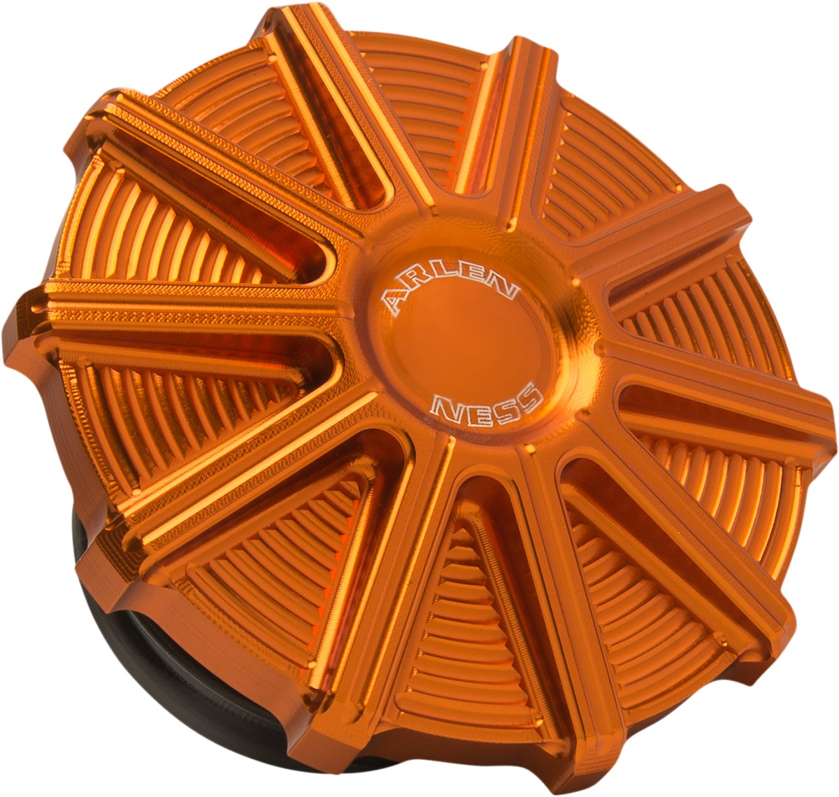 Arlen Ness 10-Gauge Orange Vented Gas Cap For 92-23 HD - Click Image to Close