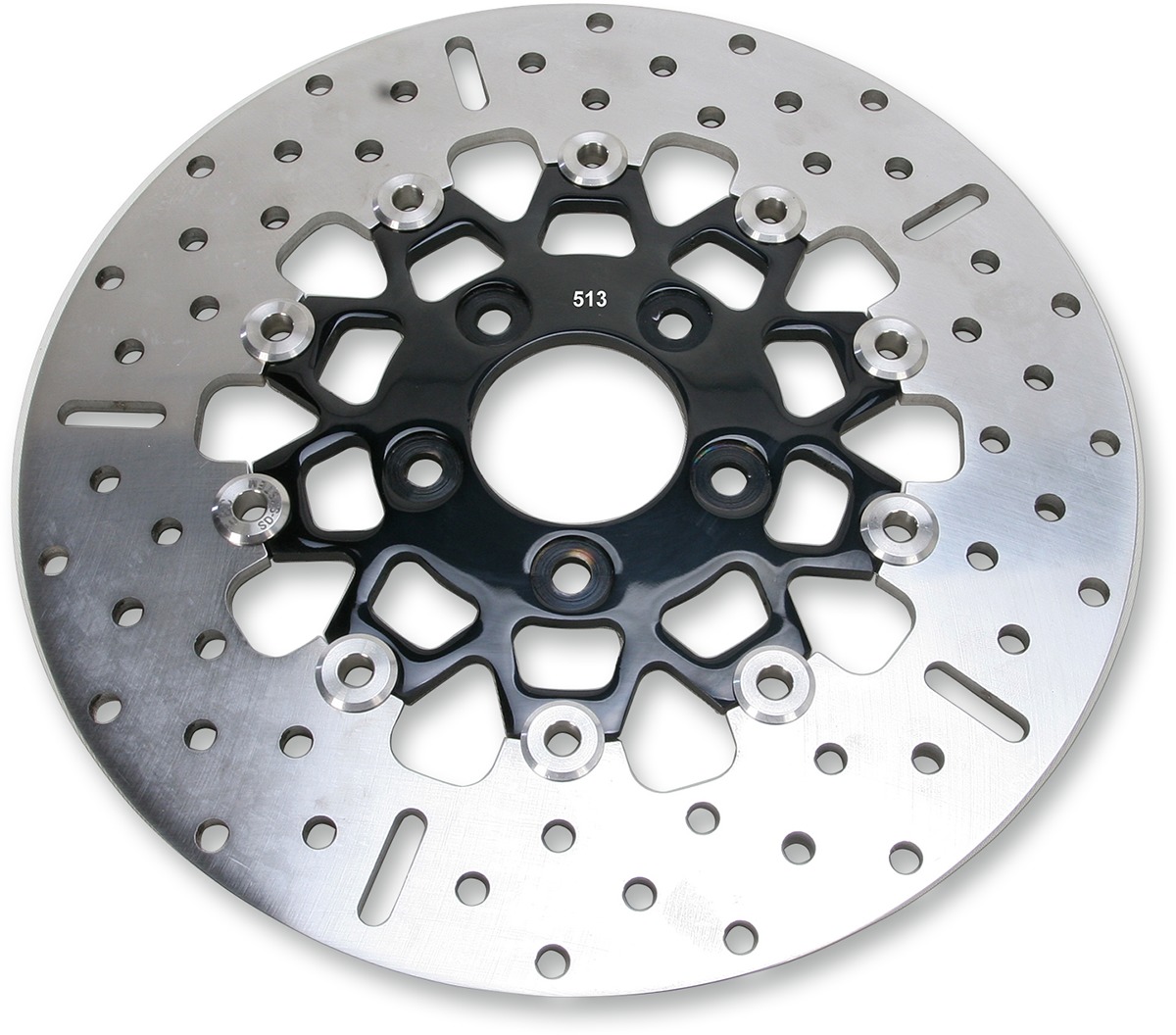 10-Button Black Carrier Floating Rear Brake Rotor - Click Image to Close