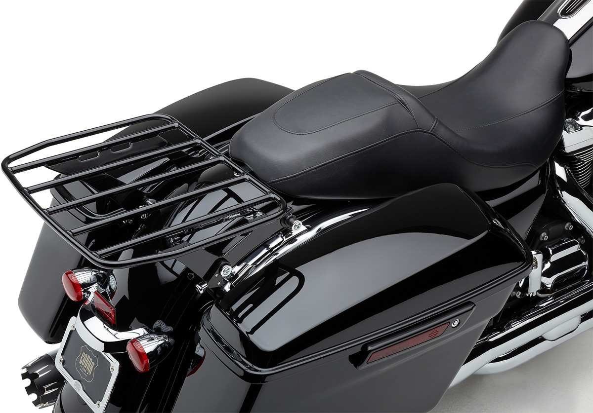 Cobra BA Flat Rack Gloss Black Fits Harley-Davidson - Click Image to Close