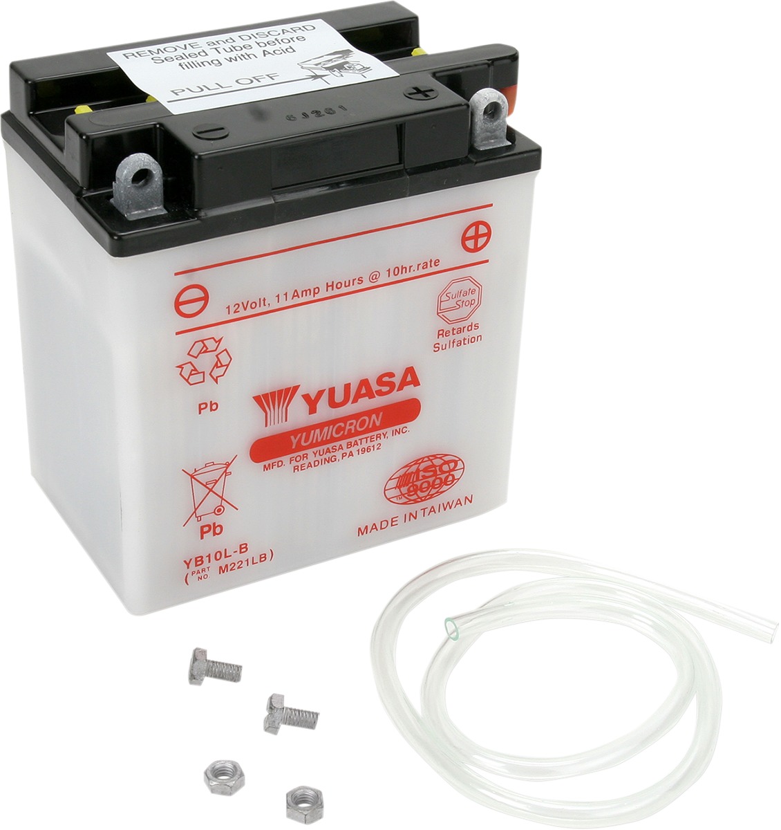 Yuasa YB10L-B Yumicron 12V Motorcycle Battery - 12V conventional battery, sold dry, For select ATVs/motorcycles - Click Image to Close