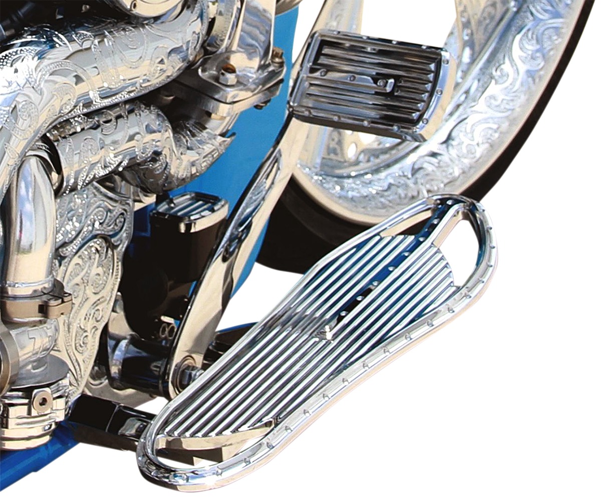 Dimpled Adjustable Driver Floorboards - Chrome - Click Image to Close