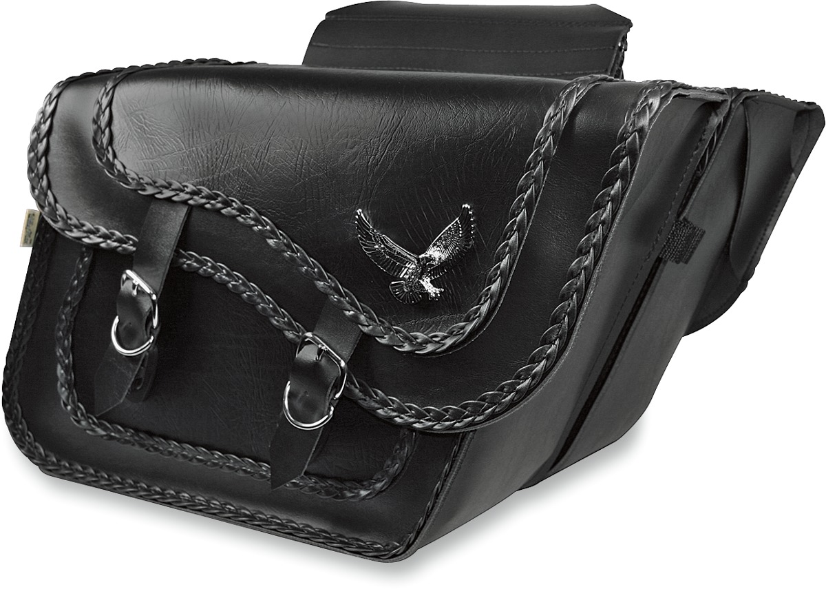 Willie & Max Black Magic Super Slant Saddlebags Black 16"x11"x6.5" - Click Image to Close