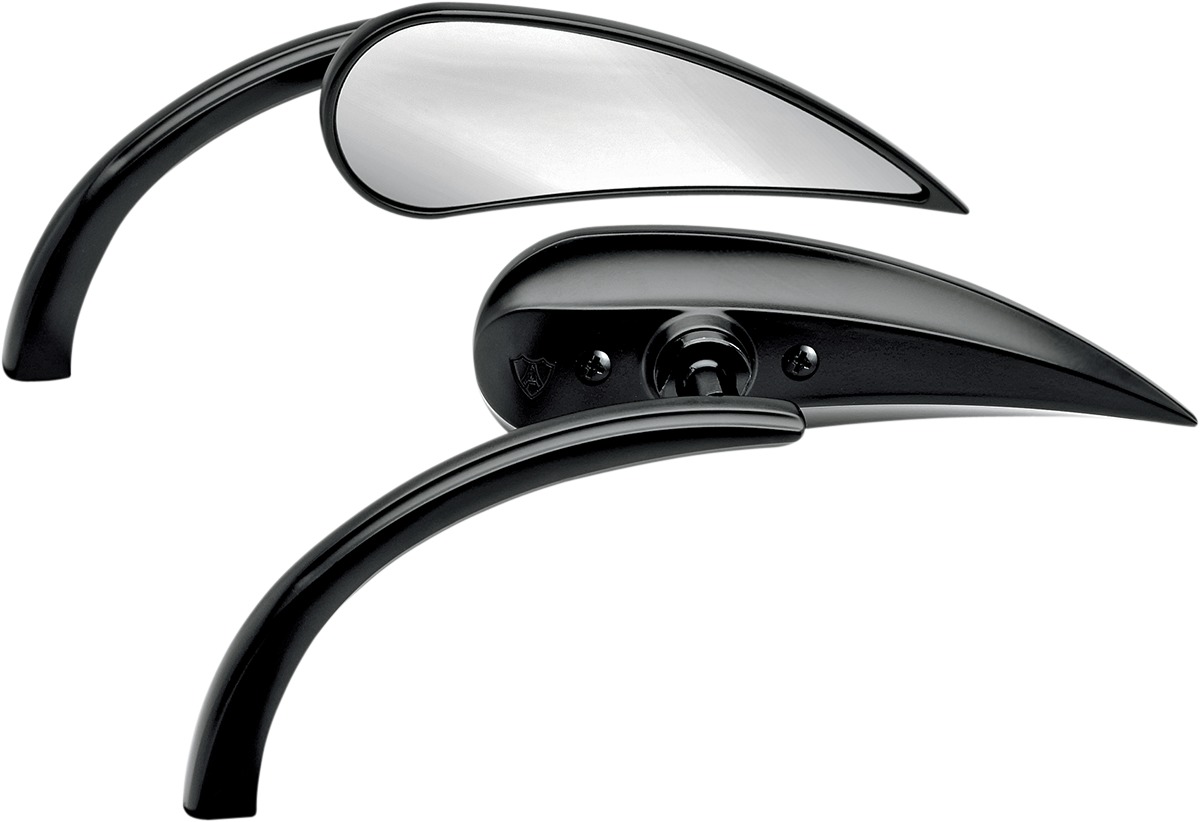Arlen Ness Rad 2 Teardrop Mirror Black Left 4-1/2"x1-1/2" Aluminum - Click Image to Close