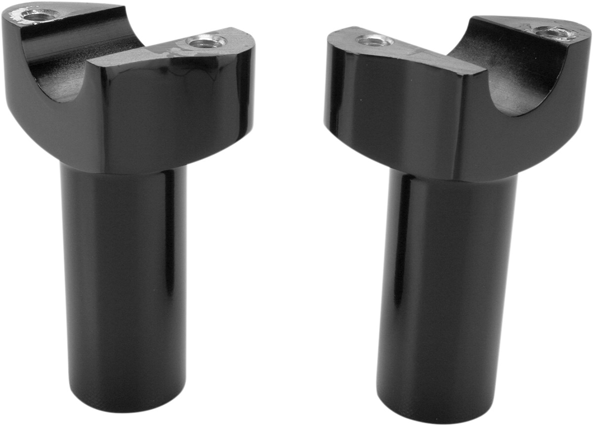 Drag Specialties Forged Aluminum Handlebar Risers Black 3.5in Rise Pair - For 1in bars, 3.5in on-center mounts, black, pair - Click Image to Close