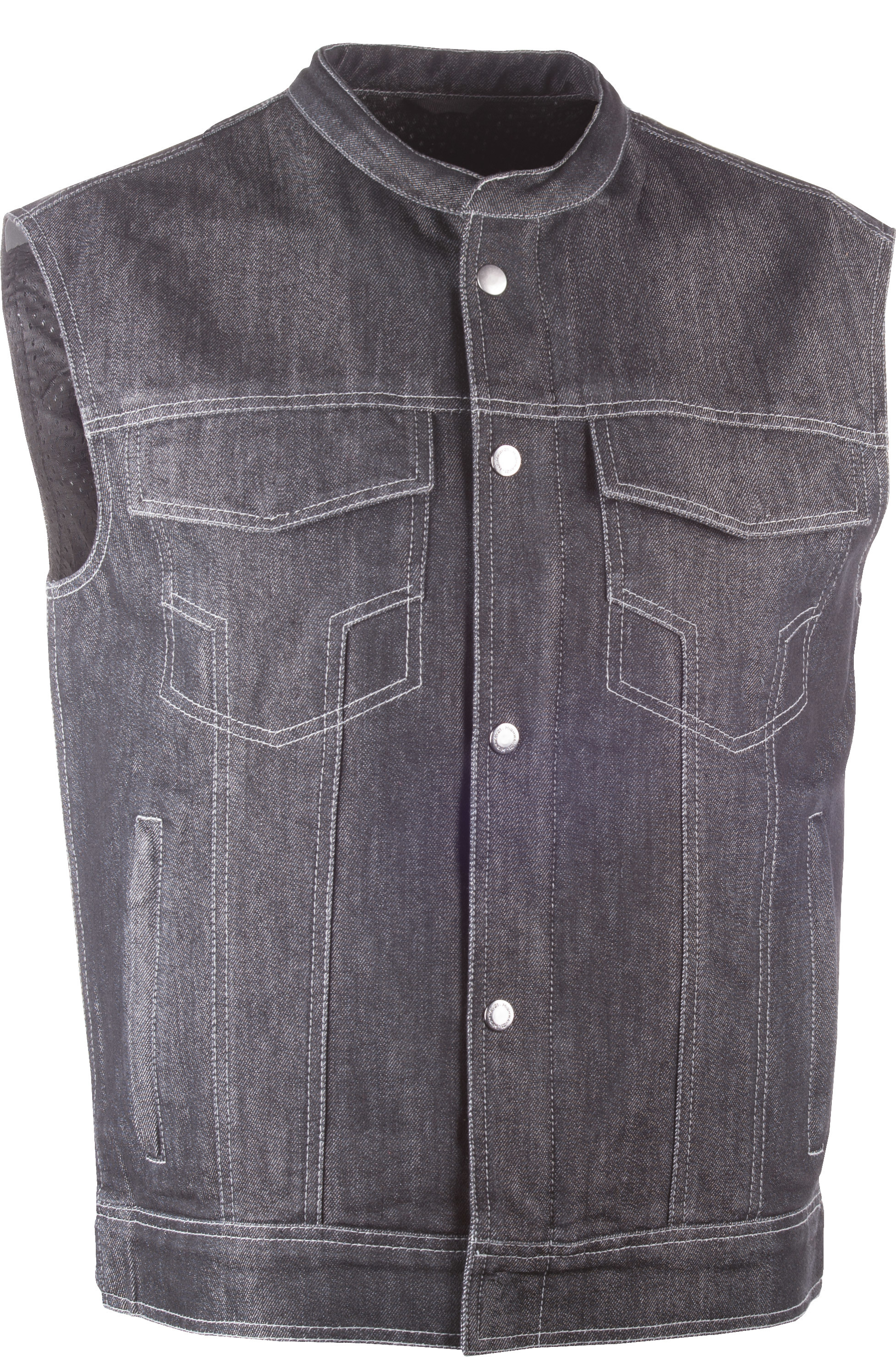Iron Sights Club Collar Denim Vest Black X-Large - Click Image to Close