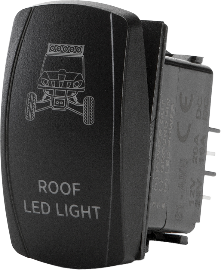 "Roof LED Light" Illuminated Rocker Switch - Amber Lighted SPST Rocker - Click Image to Close