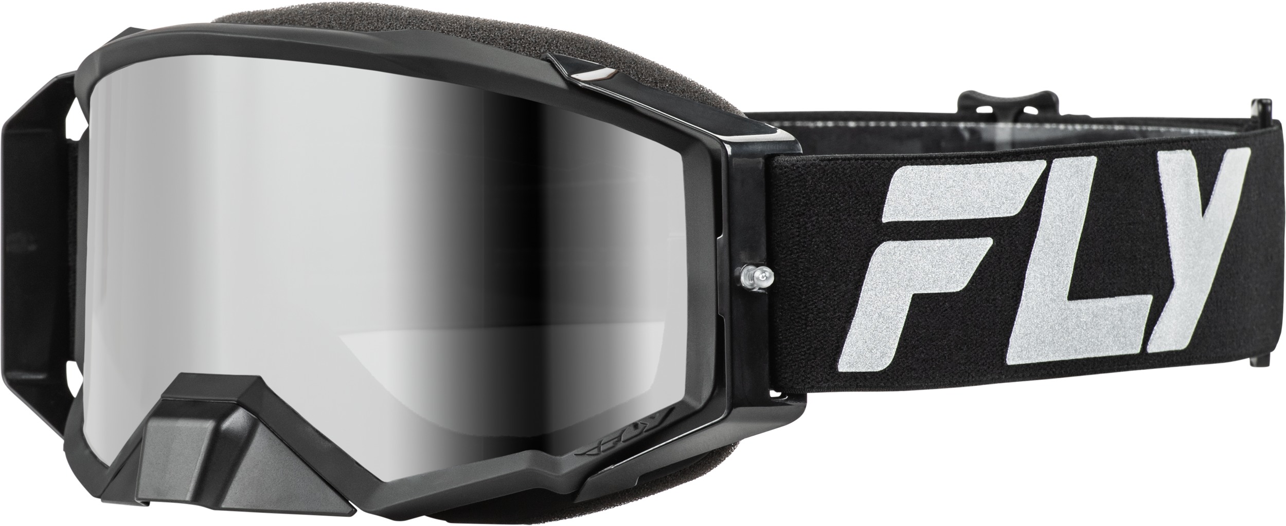 Fly Racing Zone Elite Goggle Black/Silver with Silver Mirror Lens - Premium offroad goggles with silver mirror lens - Click Image to Close