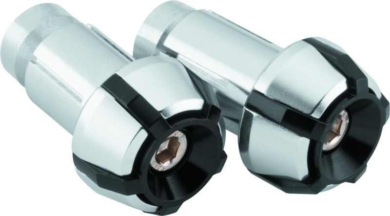 BikeMaster Anti-Vibration Bar Ends - Black/Silver - Fits 7/8" & 1" Handlebars - Click Image to Close