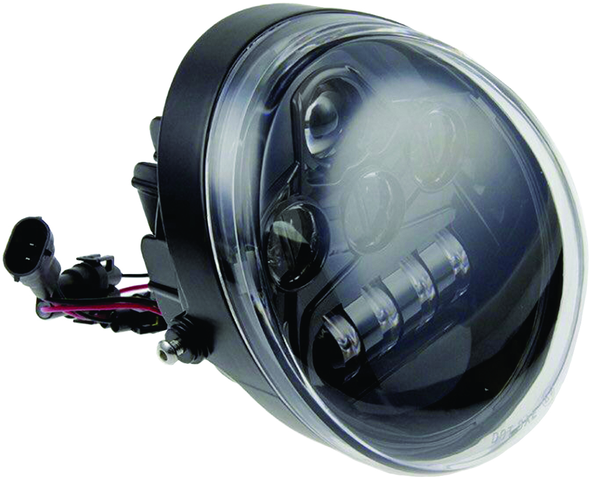 LED Headlight - Black - For 02-17 HD V-Rod - Click Image to Close