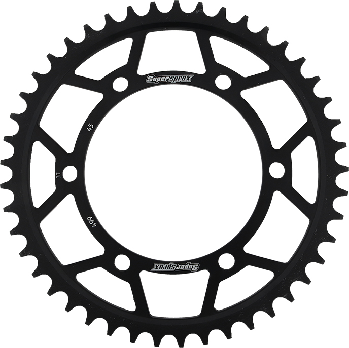 Supersprox Steel Rear Sprocket 45T Black 530 Chain Fits Kawasaki Suzuki - Click Image to Close