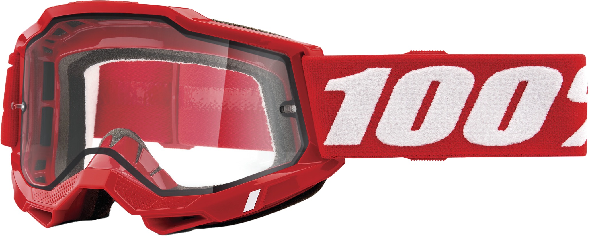100% Accuri 2 Enduro Dual Pane Goggle Neon Red Clear Lens Adult - Dual pane, anti-fog goggle in neon red, adult size - Click Image to Close