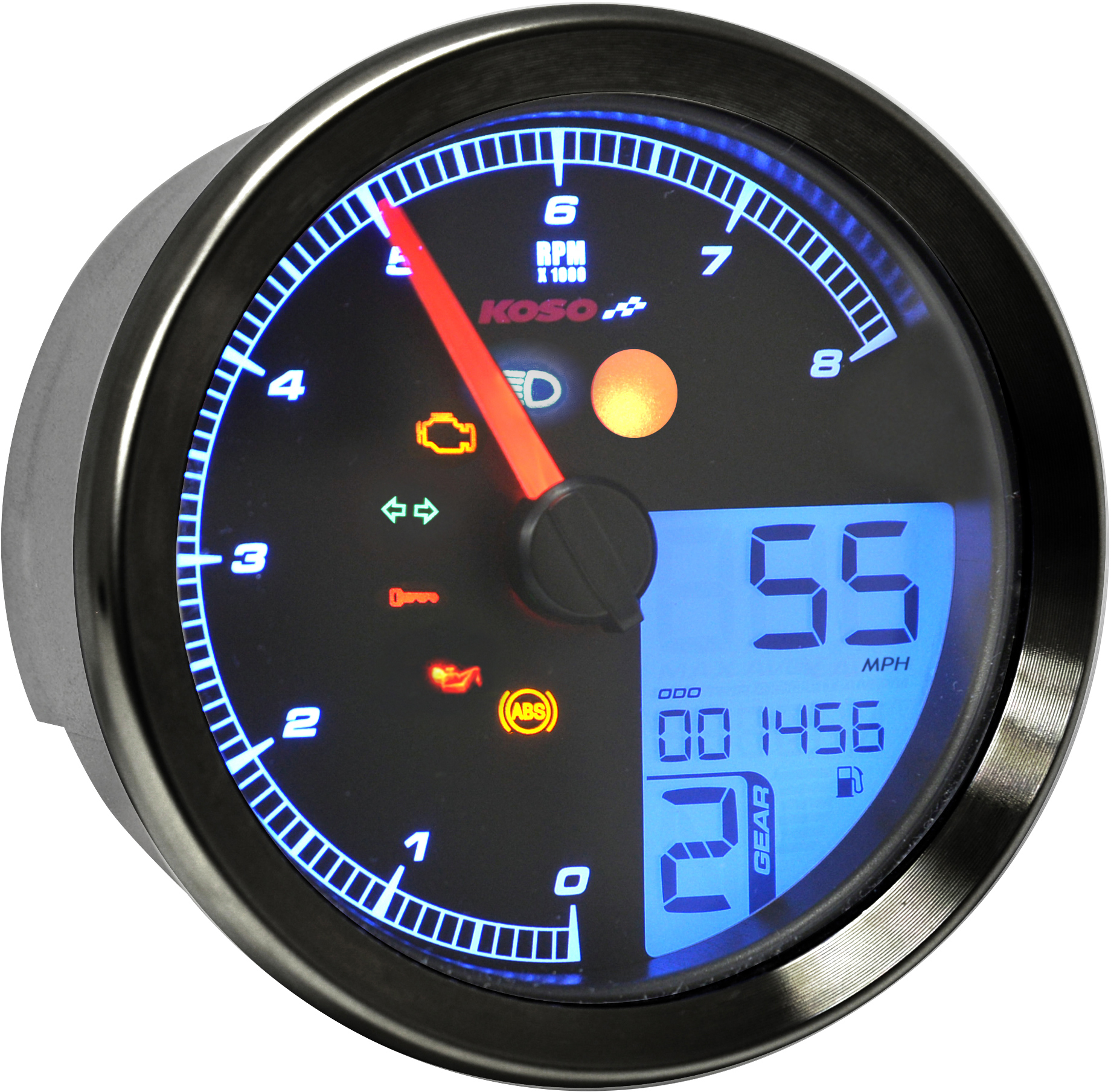 Black Bezel Tnt-B Multi-function Speedo & Tach Gauge - For 15-up Yamaha Bolt - Click Image to Close
