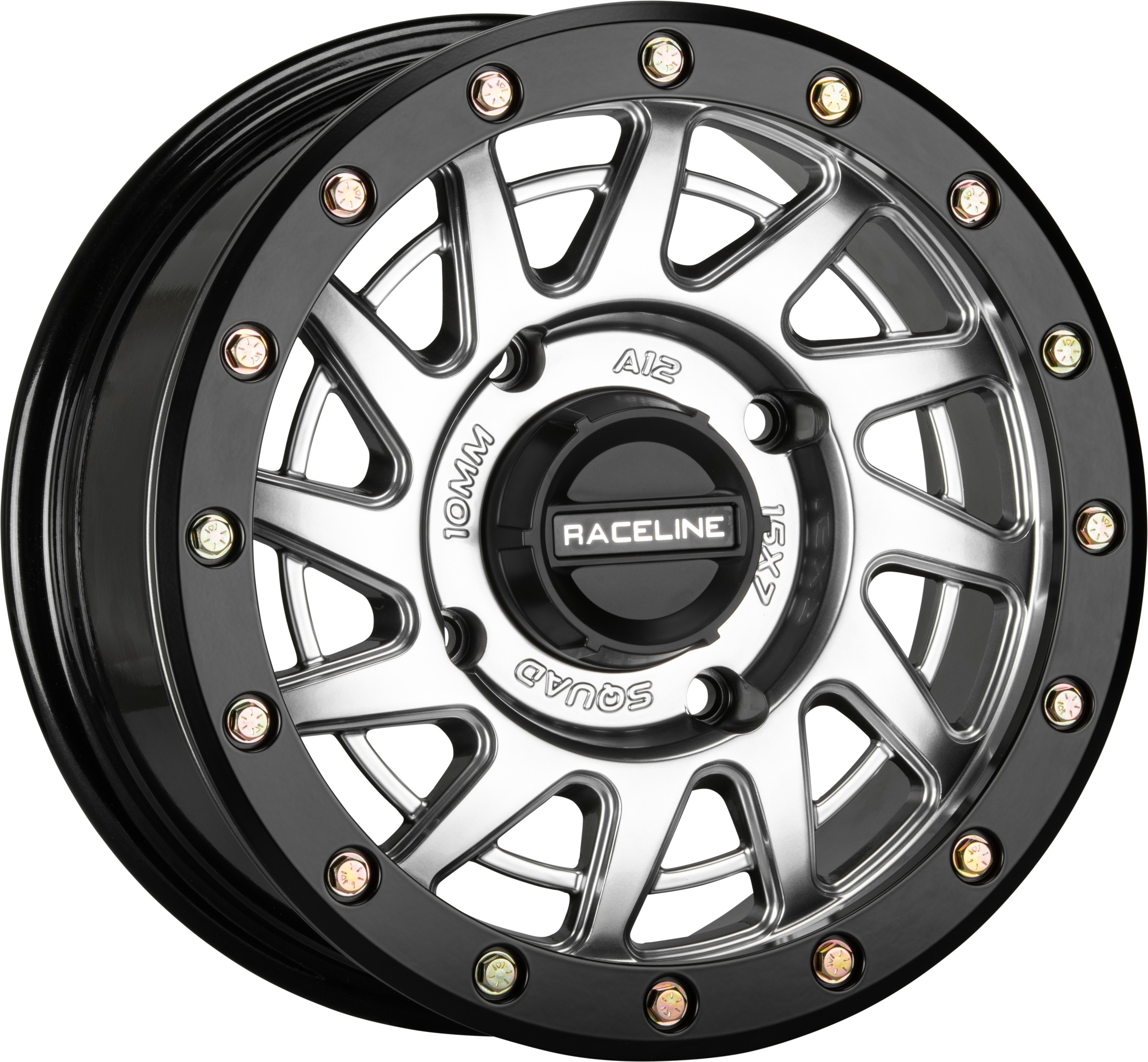 Raceline Squad Beadlock 15x7 4x156 Hyper Silver/Black +38 ATV/UTV Wheel - 15x7 4x156 Hyper Silver Beadlock For ATV/UTV - Click Image to Close