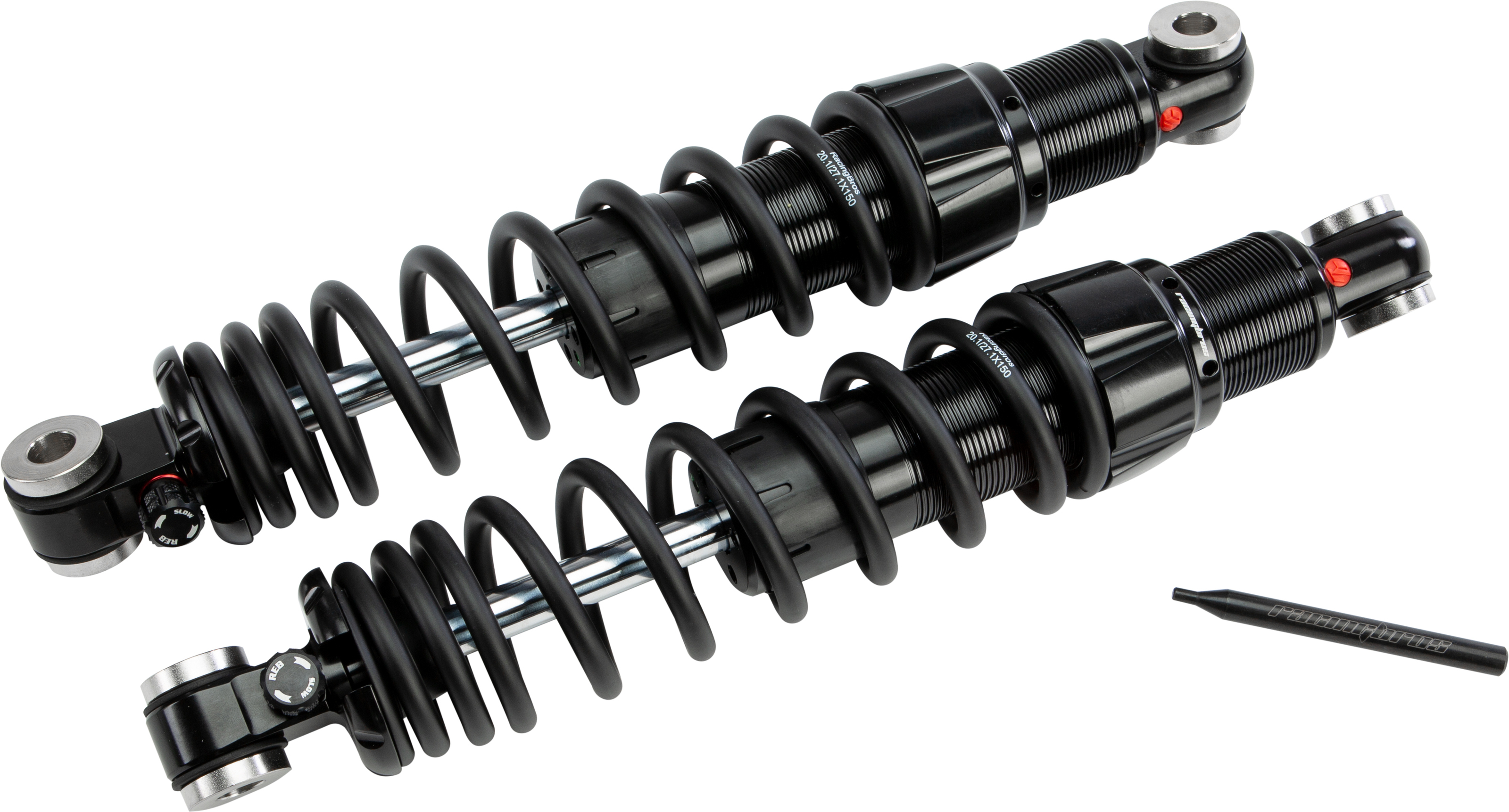 Bazooka Rear Preload/Rebound Adjustable Shocks 14" HVY - For 91-17 HD Dyna - Click Image to Close