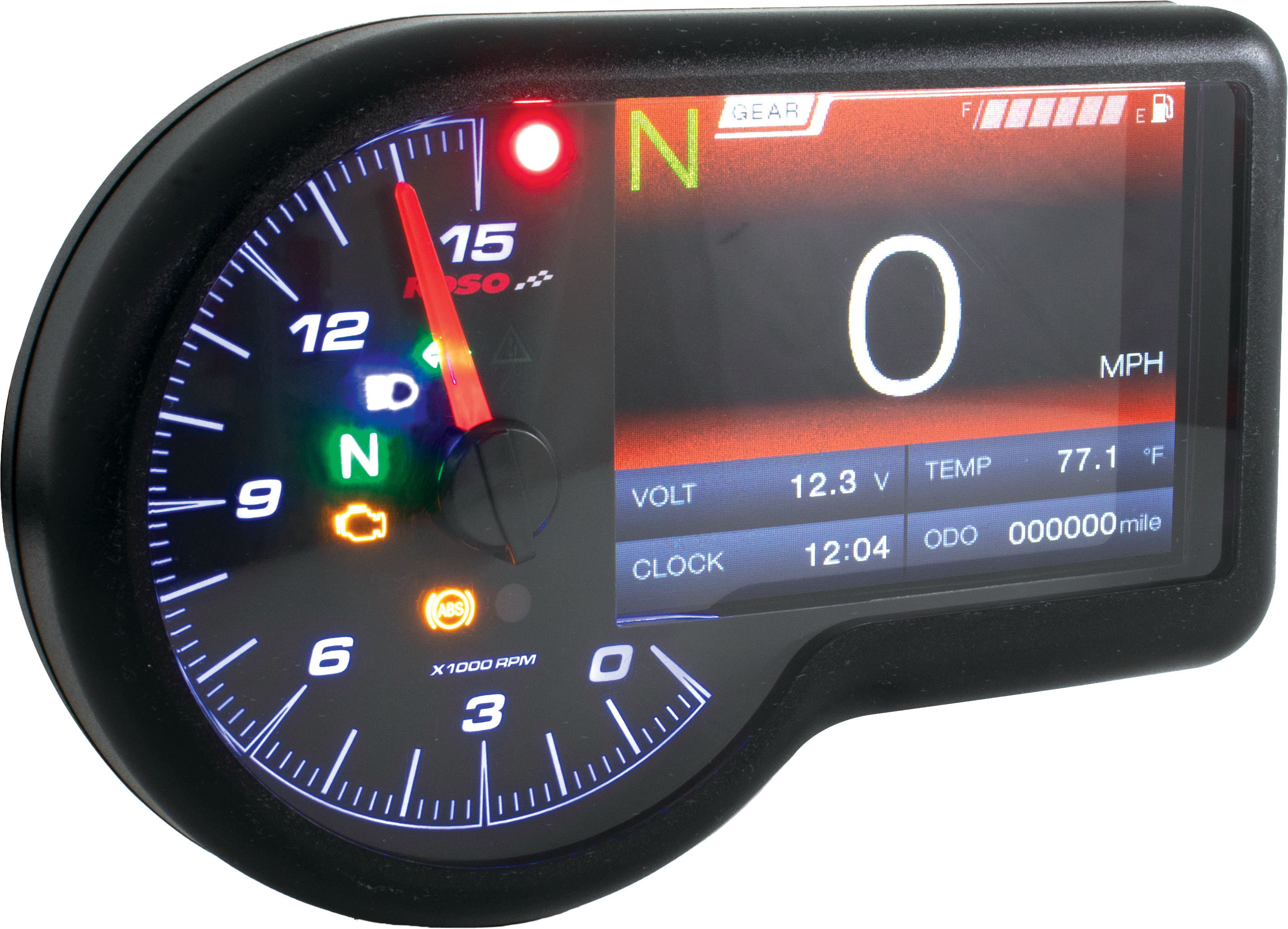 RX-3 GP Style TFT Multifunction Gauge - Speedo, Tach, Fuel, & More - Click Image to Close